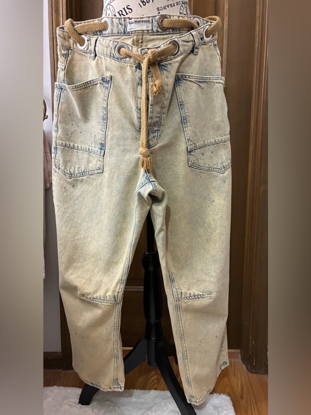 Free People We The Free Moxie Low Slung Barrel Jeans Cowboy 30 New